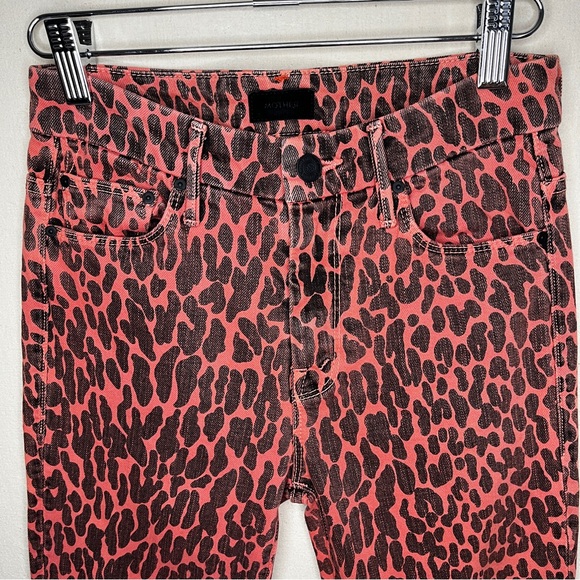 Mother Animal Attraction High Waist Looker Ankle Fray Jeans Size 24 Orange Black - Picture 3 of 16